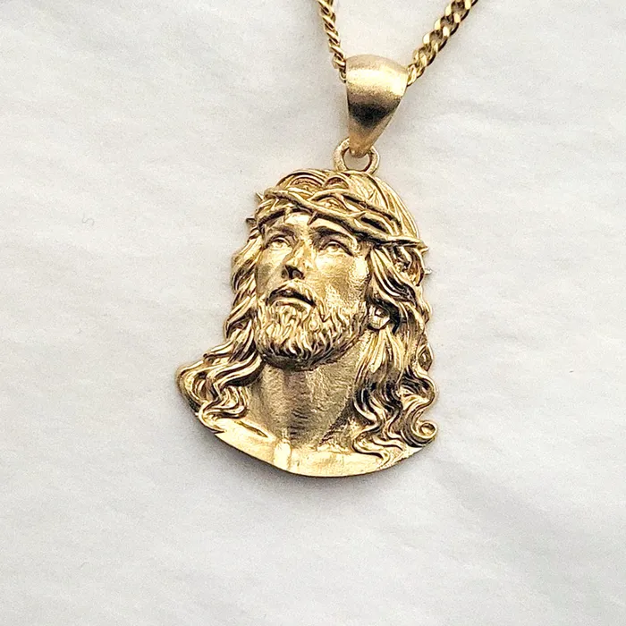 14k 18k gold Jesus pendant necklace 2 carre dor Necklaces