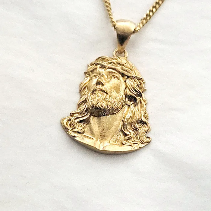 14k 18k gold Jesus pendant necklace 2 carre dor Necklaces