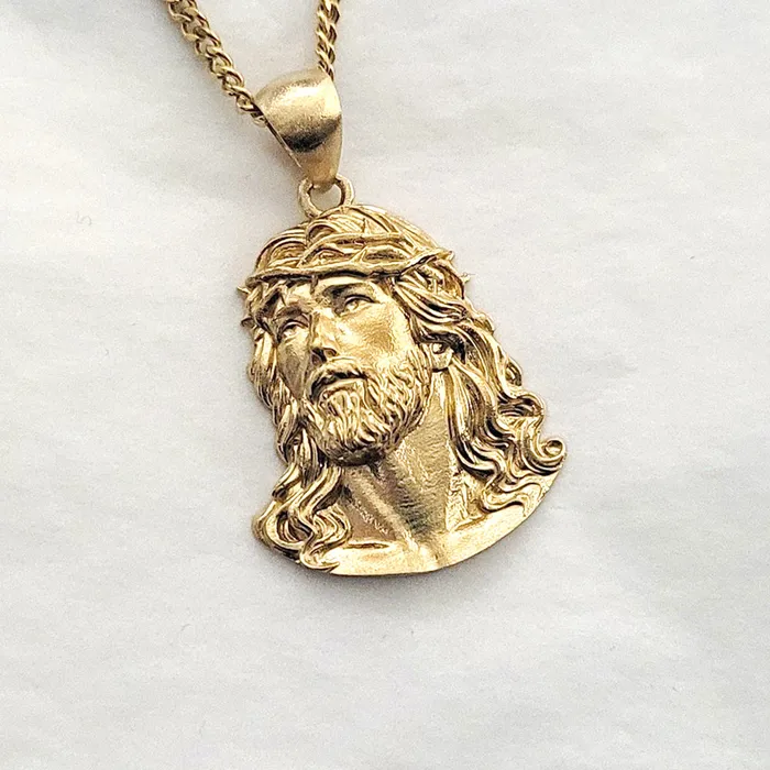 14k 18k gold Jesus pendant necklace 2 carre dor Necklaces
