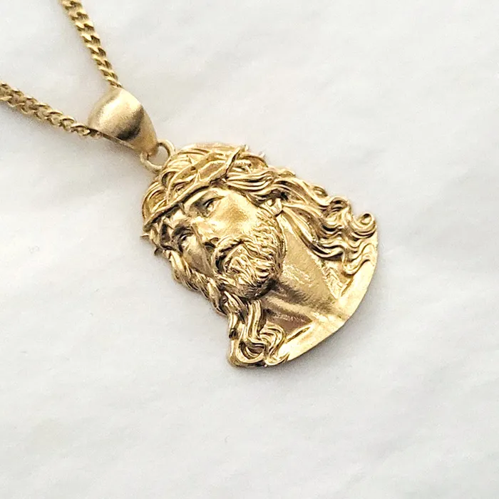 14k 18k gold Jesus pendant necklace 2 carre dor Necklaces