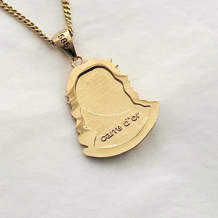 14k 18k gold Jesus pendant necklace 2 carre dor Necklaces