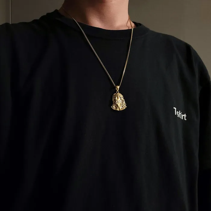 14k 18k gold Jesus pendant necklace 2 carre dor Necklaces