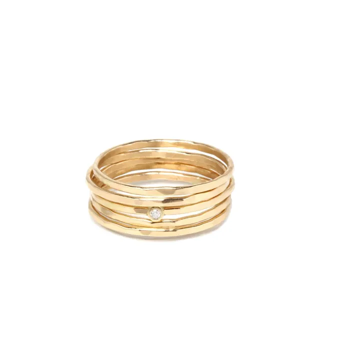 14K HAMMERED DIAMOND 5 RING SET IN STOCK Zoe Chicco Rings
