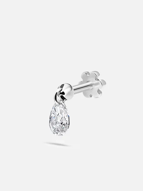 4mm Floating Pear Diamond Charm Threaded Stud Earring Maria Tash Earrings