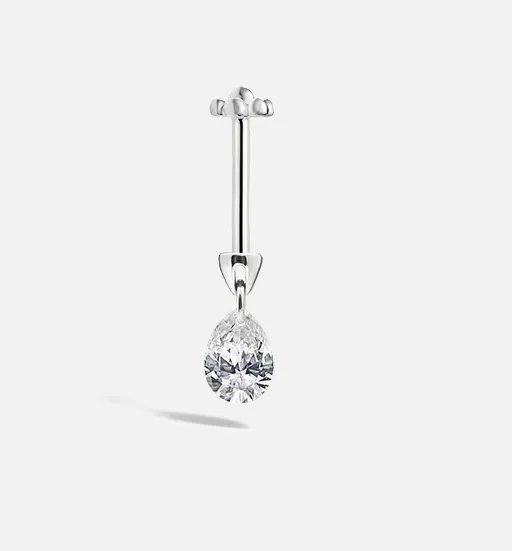 4mm Floating Pear Diamond Charm Threaded Stud Earring Maria Tash Earrings 4mm Floating Pear Diamond Charm Threaded Stud Earring Maria Tash Earrings