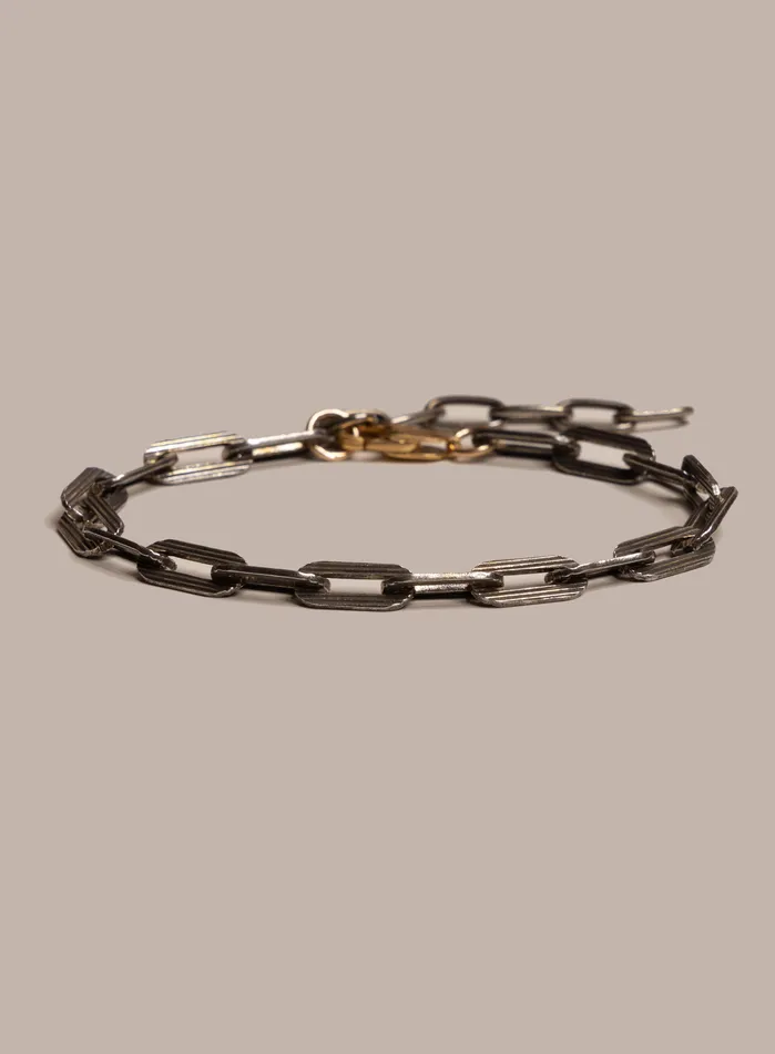 925 Oxidized Sterling Silver Textured Cable Chain with 14k Gold Filled Contrast Clasp Bracelet for Men WE ARE ALL SMITH Mens Jewelry Clothing Bracelets 925 Oxidized Sterling Silver Textured Cable Chain with 14k Gold Filled Contrast Clasp Bracelet for Men WE ARE ALL SMITH Mens Jewelry Clothing Bracelets