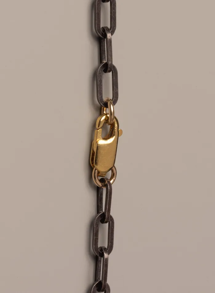 925 Oxidized Sterling Silver w Gold Constrast Clasp WE ARE ALL SMITH Mens Jewelry Clothing Rings