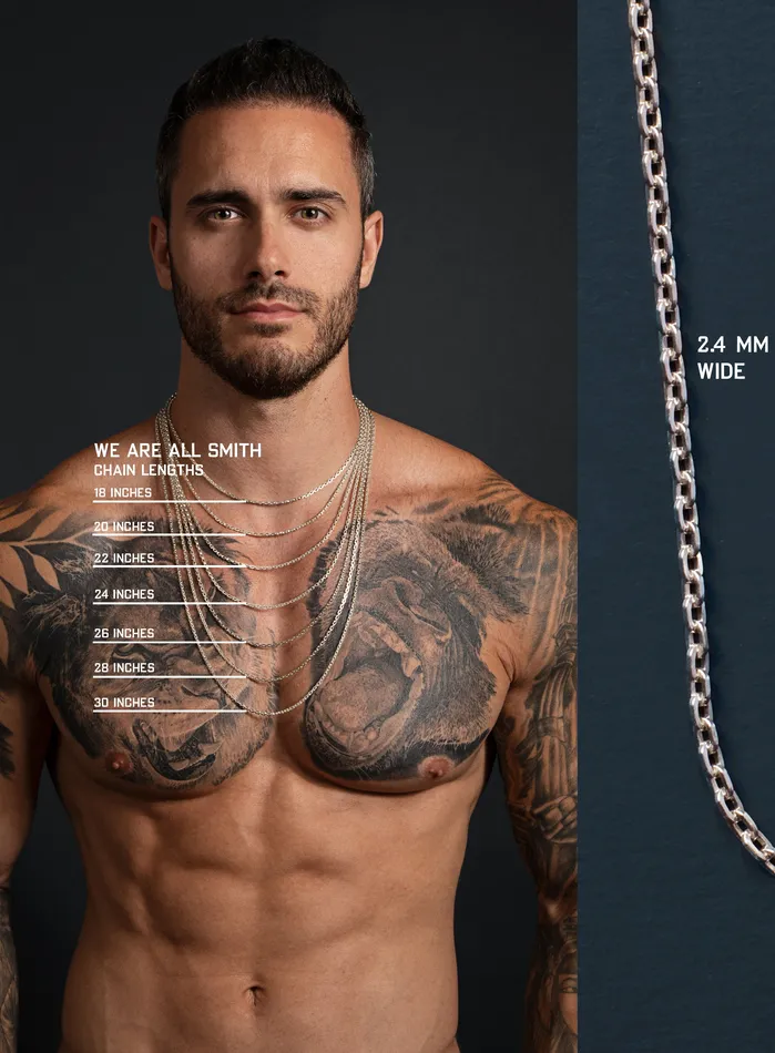 925 Sterling Silver Cable Chain Necklace for Men We Are All Smith Necklaces