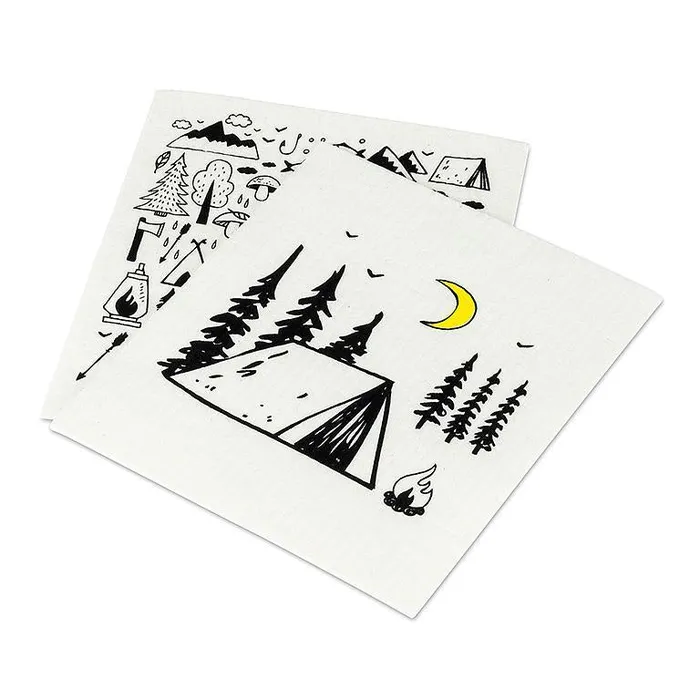 Abbott Earrings Camping Motif Dishcloths Set2
