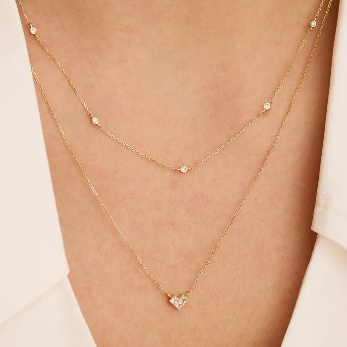 ADELAIDE Triple White Sapphire Necklace AURELIE GI Necklaces