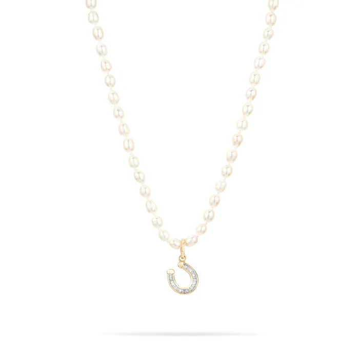 Adina Reyter Charm Necklaces Baguette Horseshoe Hinged Charm