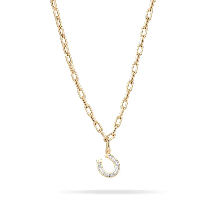Adina Reyter Charm Necklaces Baguette Horseshoe Hinged Charm