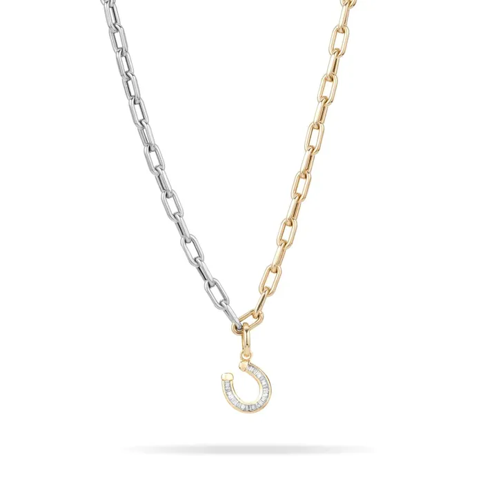 Adina Reyter Charm Necklaces Baguette Horseshoe Hinged Charm