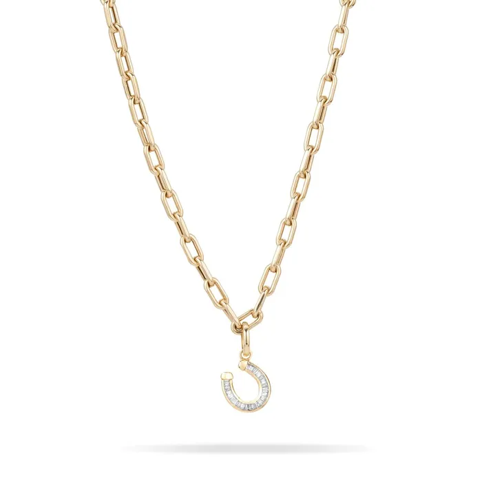 Adina Reyter Charm Necklaces Baguette Horseshoe Hinged Charm