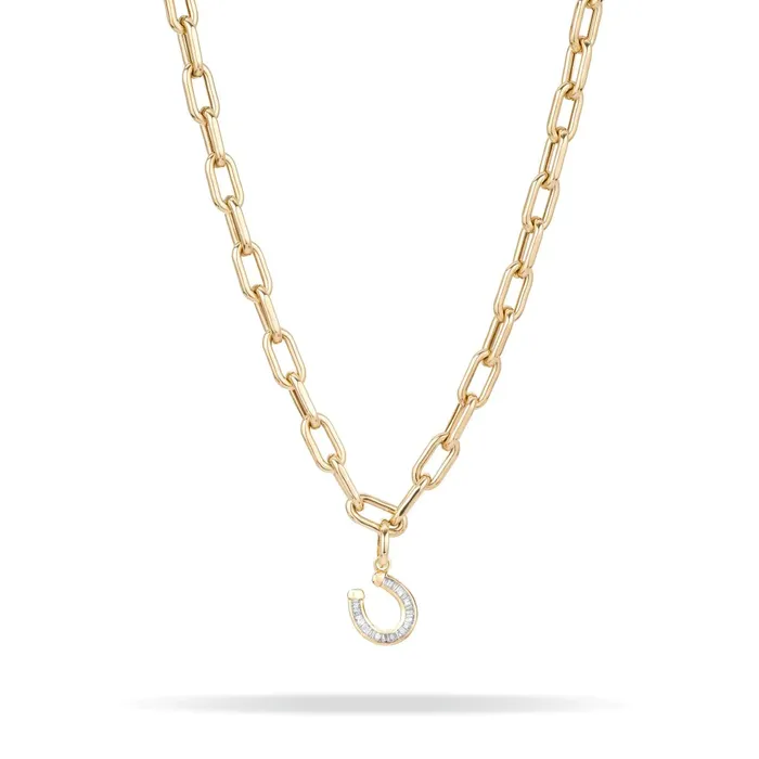Adina Reyter Charm Necklaces Baguette Horseshoe Hinged Charm