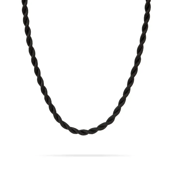Adina Reyter Chunky Twisted Black Silk Cord Necklace Necklaces