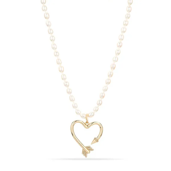 Adina Reyter Necklaces Diamond Arrow Heart Hinged Charm for Big Beads