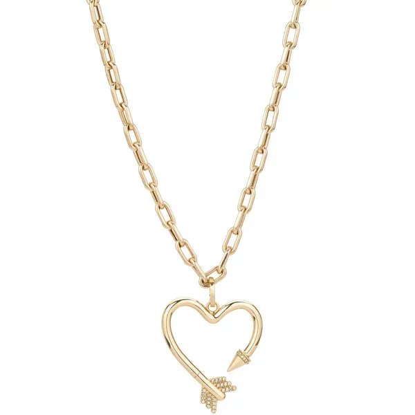 Adina Reyter Necklaces Diamond Arrow Heart Hinged Charm for Big Beads