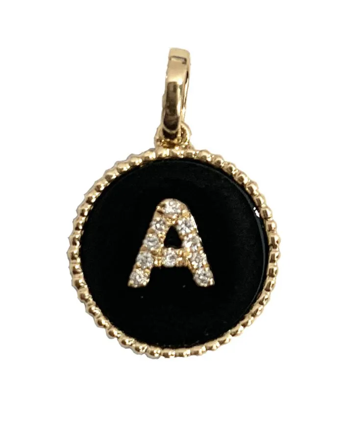 Alev Charm Necklaces Diamond Initial Round Charm