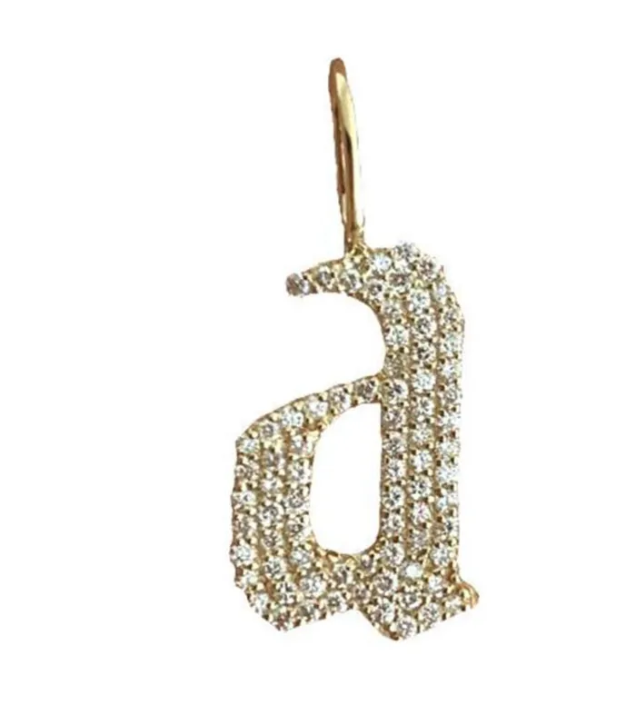 Alev Charm Necklaces Jumbo Pave Gothic Initial Charm