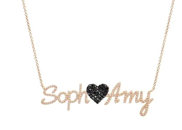 Alev Necklaces Pave Heart Nameplate Necklace