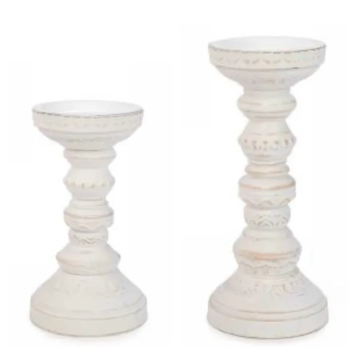 Attitudes Import Rings White Antique Candle Holder