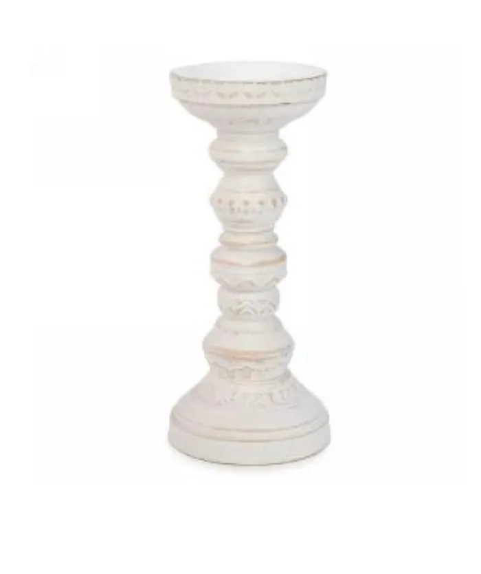 Attitudes Import Rings White Antique Candle Holder
