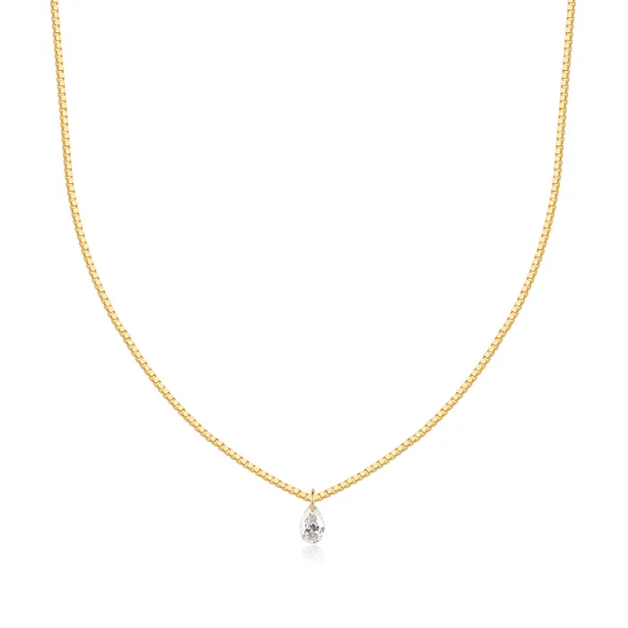 AURELIE GI CHASSE Pear Shape Floating Diamond Necklace Necklaces