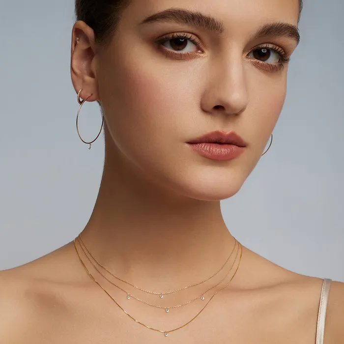 AURELIE GI CHASSE Pear Shape Floating Diamond Necklace Necklaces