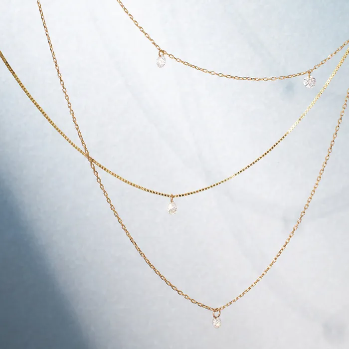 AURELIE GI CHASSE Pear Shape Floating Diamond Necklace Necklaces