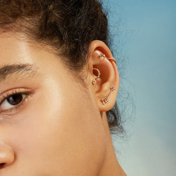 AURELIE GI Earrings DALLAS Lab Grown Diamond Cluster Threadless Flatback Earring