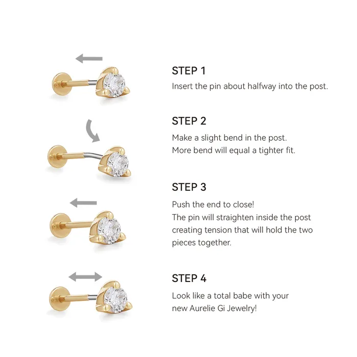 AURELIE GI Earrings DALLAS Lab Grown Diamond Cluster Threadless Flatback Earring