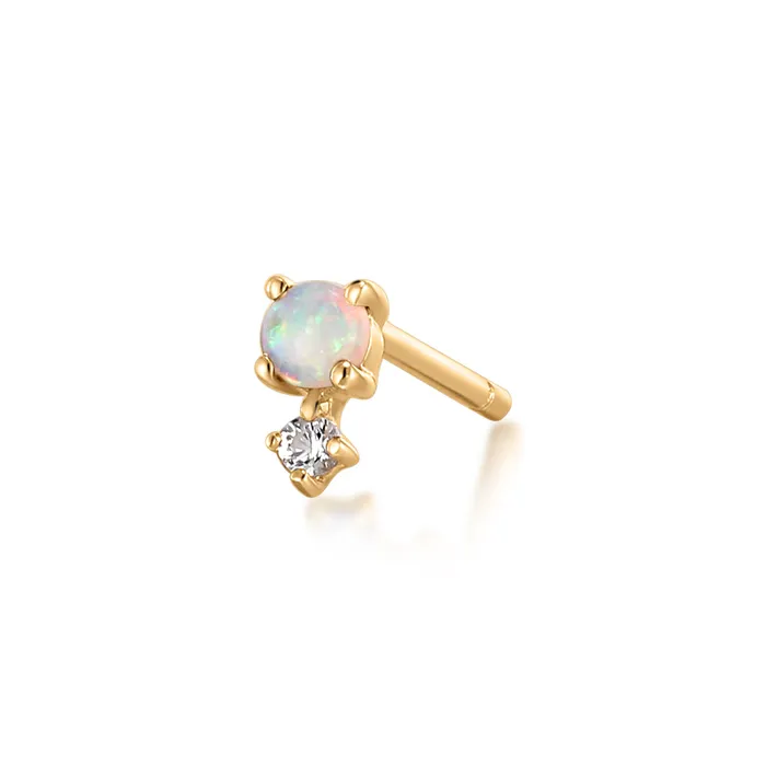AURELIE GI Earrings OCTOBER Opal and White Sapphire Stud Earring