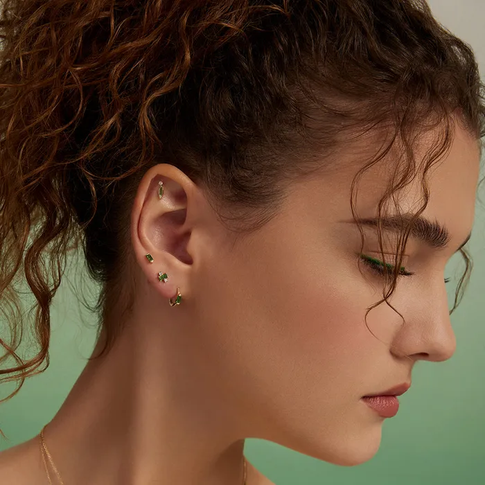 AURELIE GI Earrings SAGE Tsavorite Baguette Earring