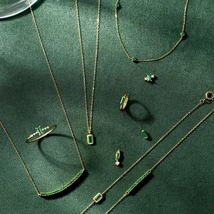 AURELIE GI Earrings SAGE Tsavorite Baguette Earring