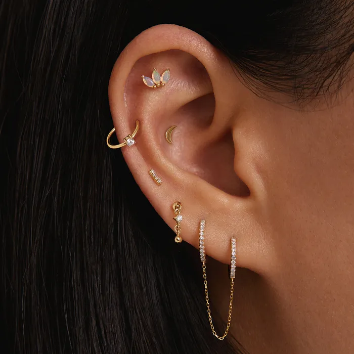 AURELIE GI Earrings TATUM Lab Grown Diamond Drop Threadless Flatback Earring