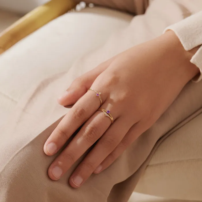 AURELIE GI Rings ELENA Amethyst and Diamond Ring