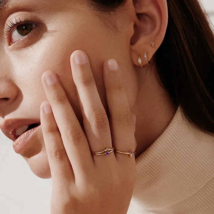 AURELIE GI Rings ELENA Amethyst and Diamond Ring