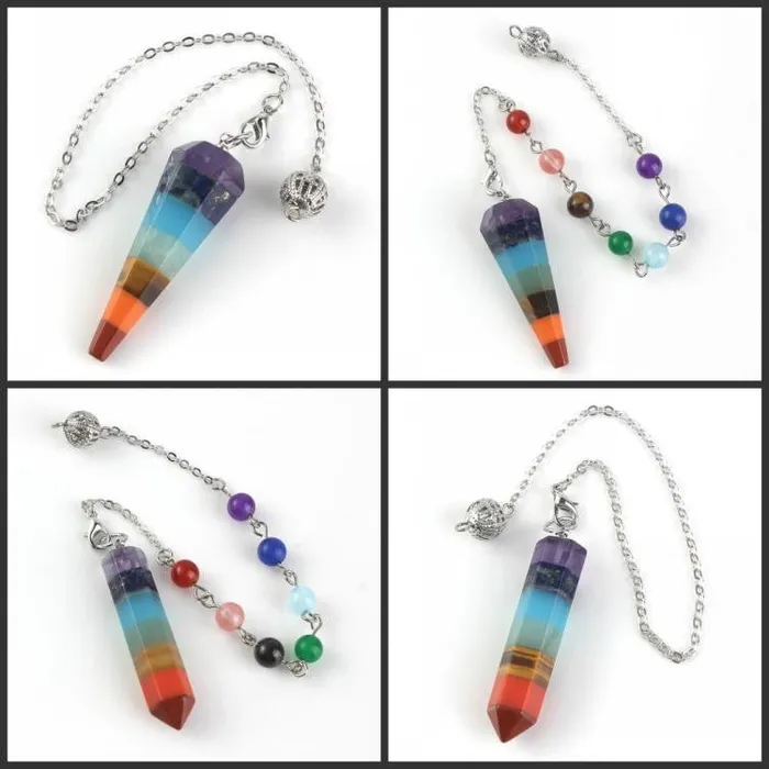 Beautiful 7 Chakra Rainbow Pendulum Metamorphidi Earrings