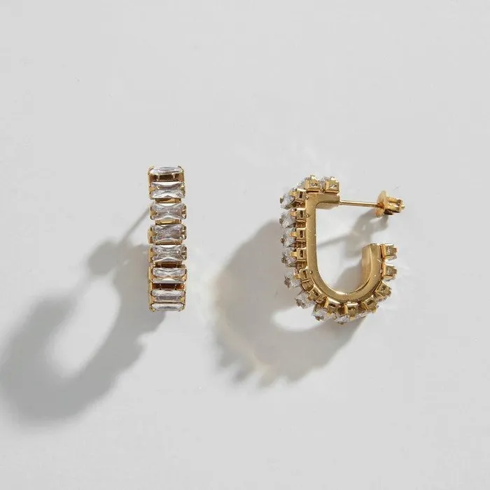 Biella Vintage Earrings Bold Diamond Hoops