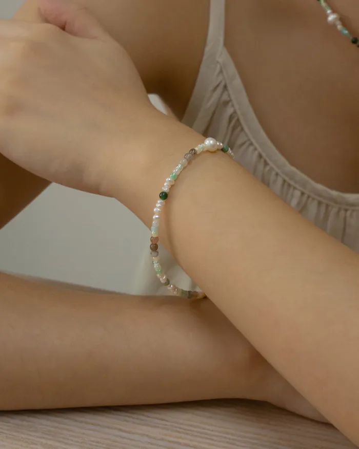 Bracelets CUN Hara Indian Agate Beaded Baroque Pearl Bracelet