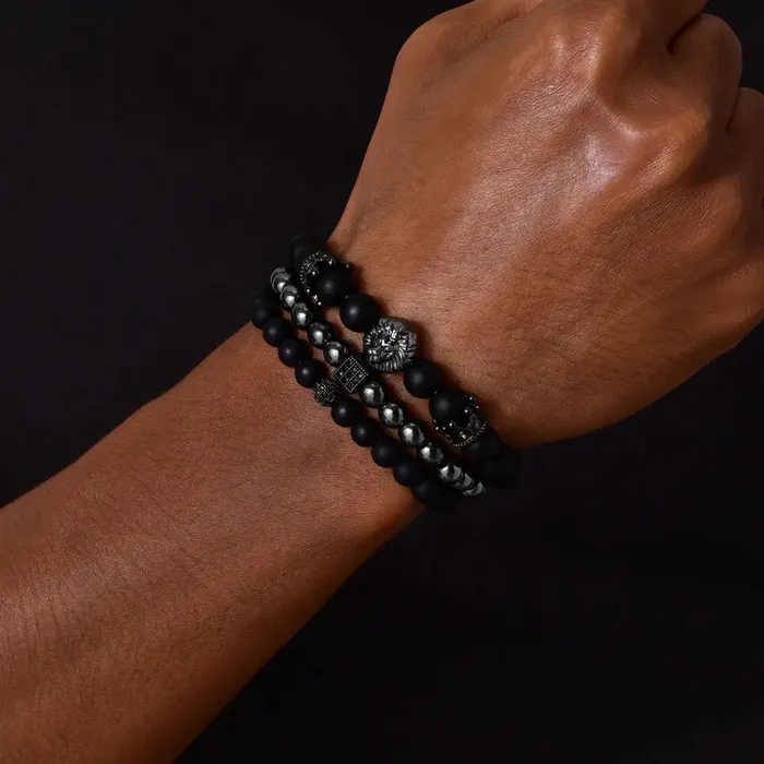 Bracelets Get Signatured Natural Stone Beaded Bracelet for Men