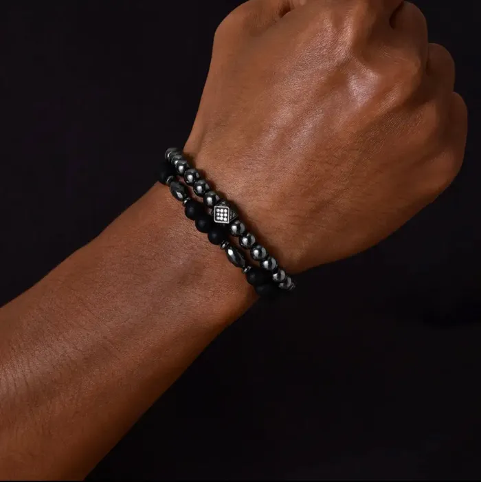 Bracelets Get Signatured Natural Stone Beaded Bracelet for Men