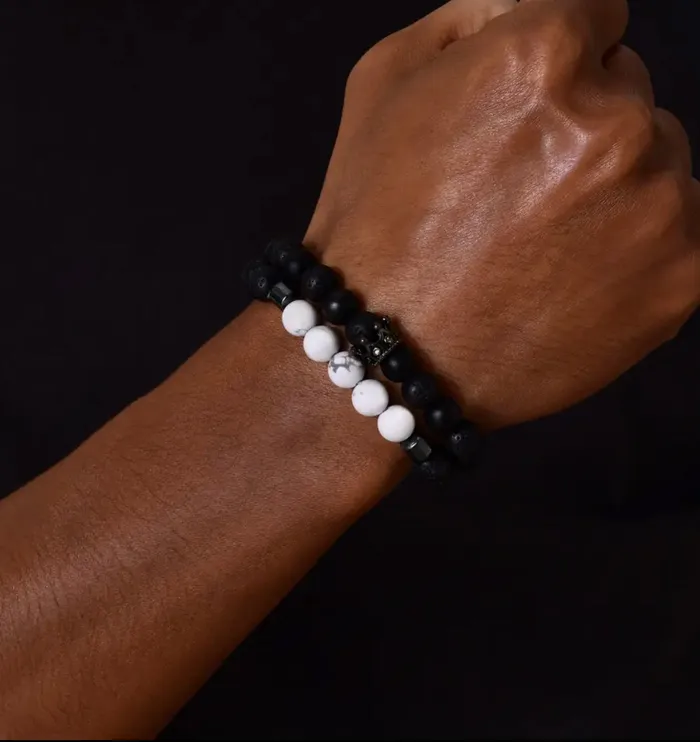Bracelets Get Signatured Natural Stone Beaded Bracelet for Men