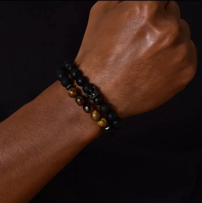 Bracelets Get Signatured Natural Stone Beaded Bracelet for Men