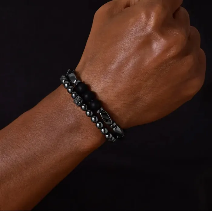Bracelets Get Signatured Natural Stone Beaded Bracelet for Men