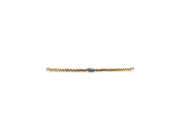 Bracelets Karen Lazar 2MM Yellow Gold Filled Bracelet with Sterling Silver Orzo Pattern Bracelets Karen Lazar 2MM Yellow Gold Filled Bracelet with Sterling Silver Orzo Pattern