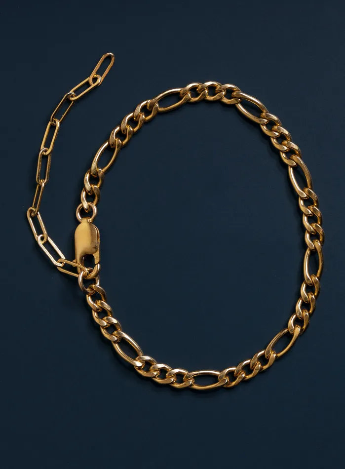 Bracelets WE ARE ALL SMITH Mens Jewelry Clothing 14K Gold Filled Figaro 45mm Wide Mens Chain Bracelet