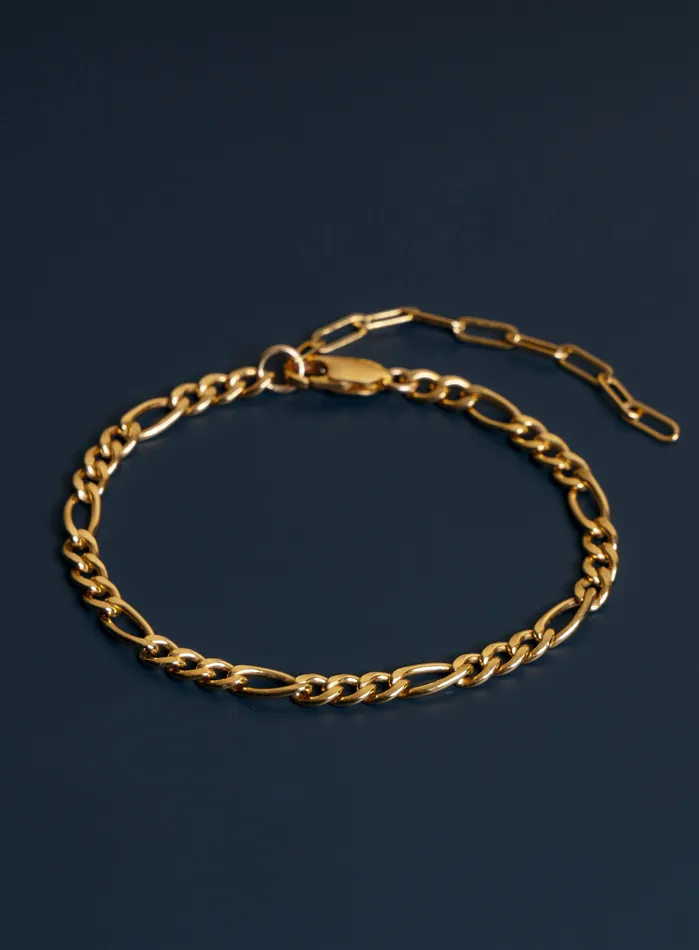 Bracelets WE ARE ALL SMITH Mens Jewelry Clothing 14K Gold Filled Figaro 45mm Wide Mens Chain Bracelet
