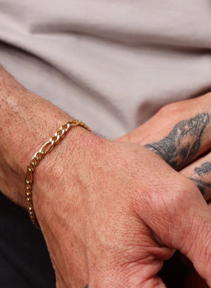 Bracelets WE ARE ALL SMITH Mens Jewelry Clothing 14K Gold Filled Figaro 45mm Wide Mens Chain Bracelet